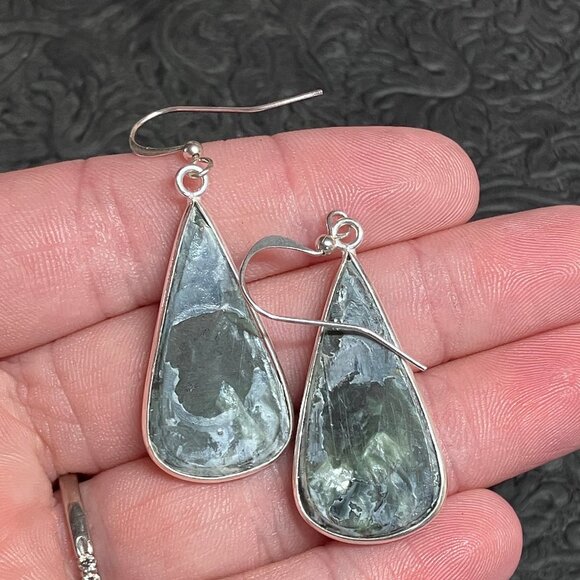 Seraphinite Earrings Stone Crystal Jewelry - Picture 6 of 7
